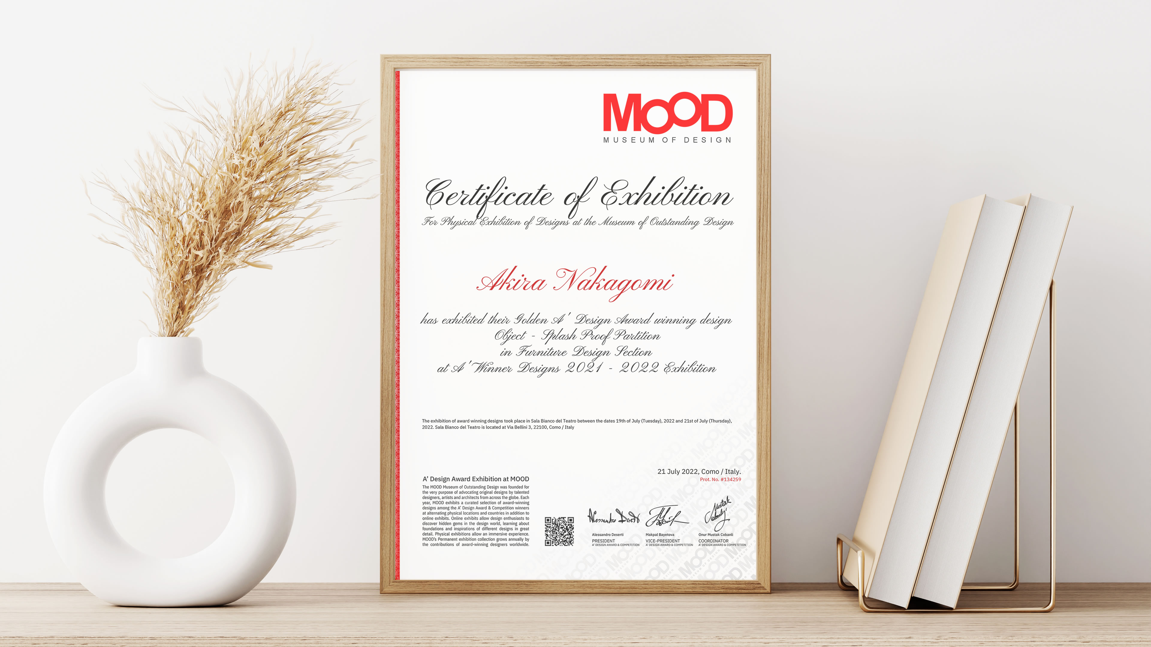 Design Award Exhibition Certificate